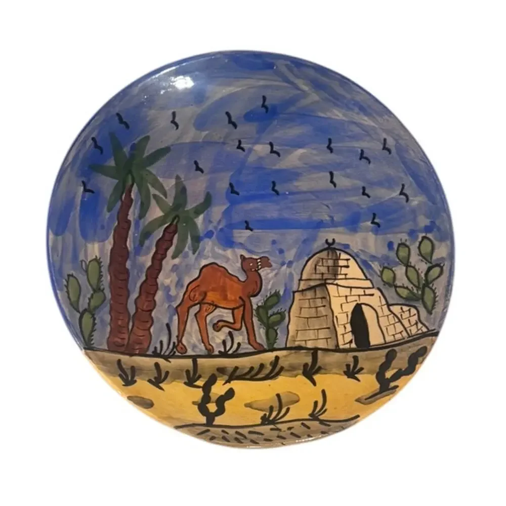 Turkish hand painted‎ ceramic dish, wall art vintage